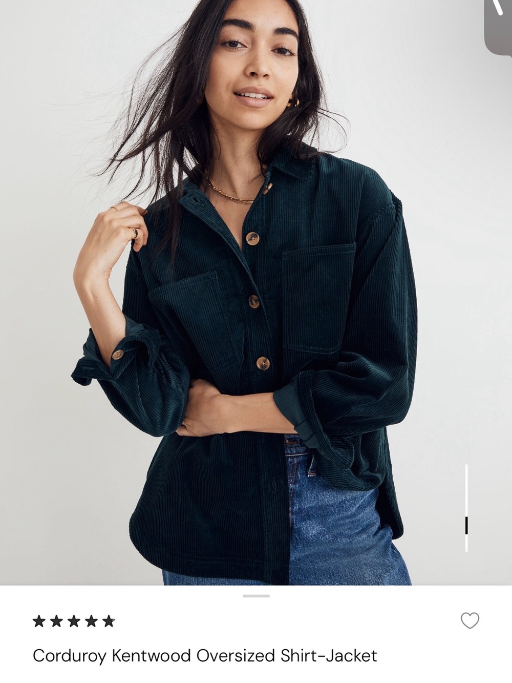 Madewell Kentwood Corduroy Oversized Shirt Jacket